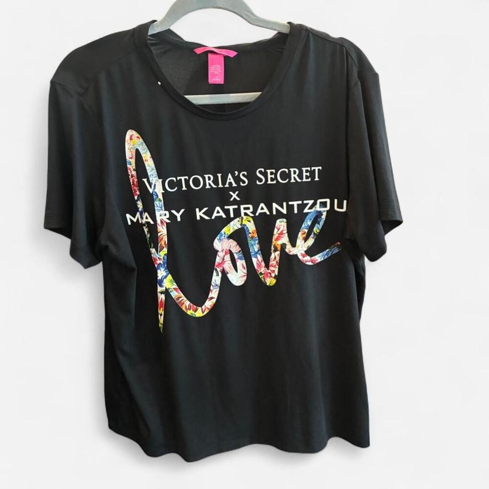 Victoria's Secret x Mary Katrantzou black t-shirt sz‎ Lg